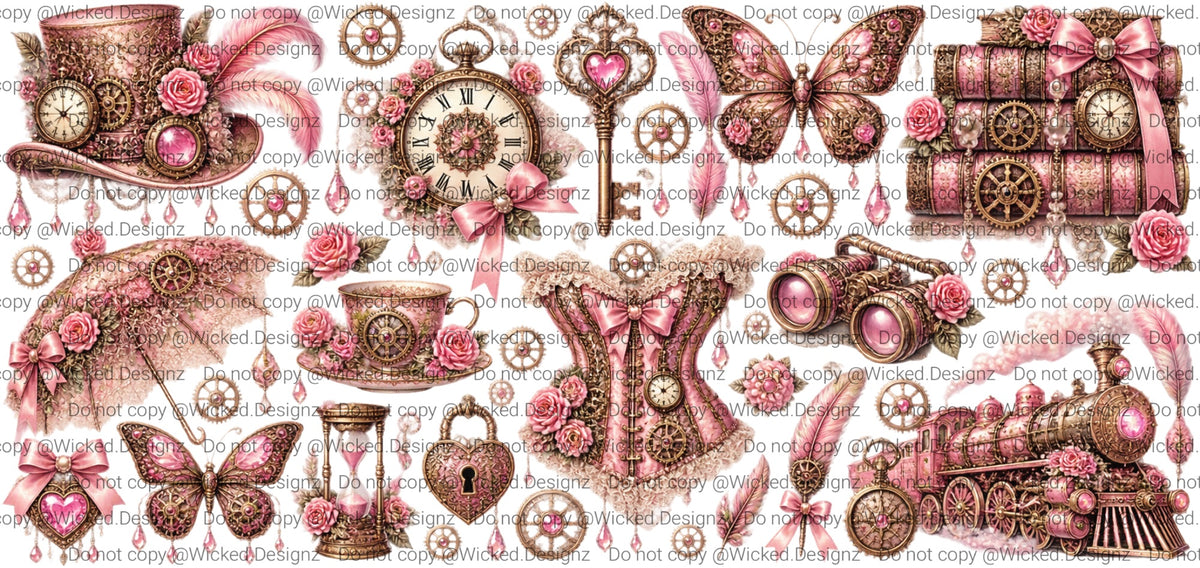 Pink Steampunk Elements UVDTF