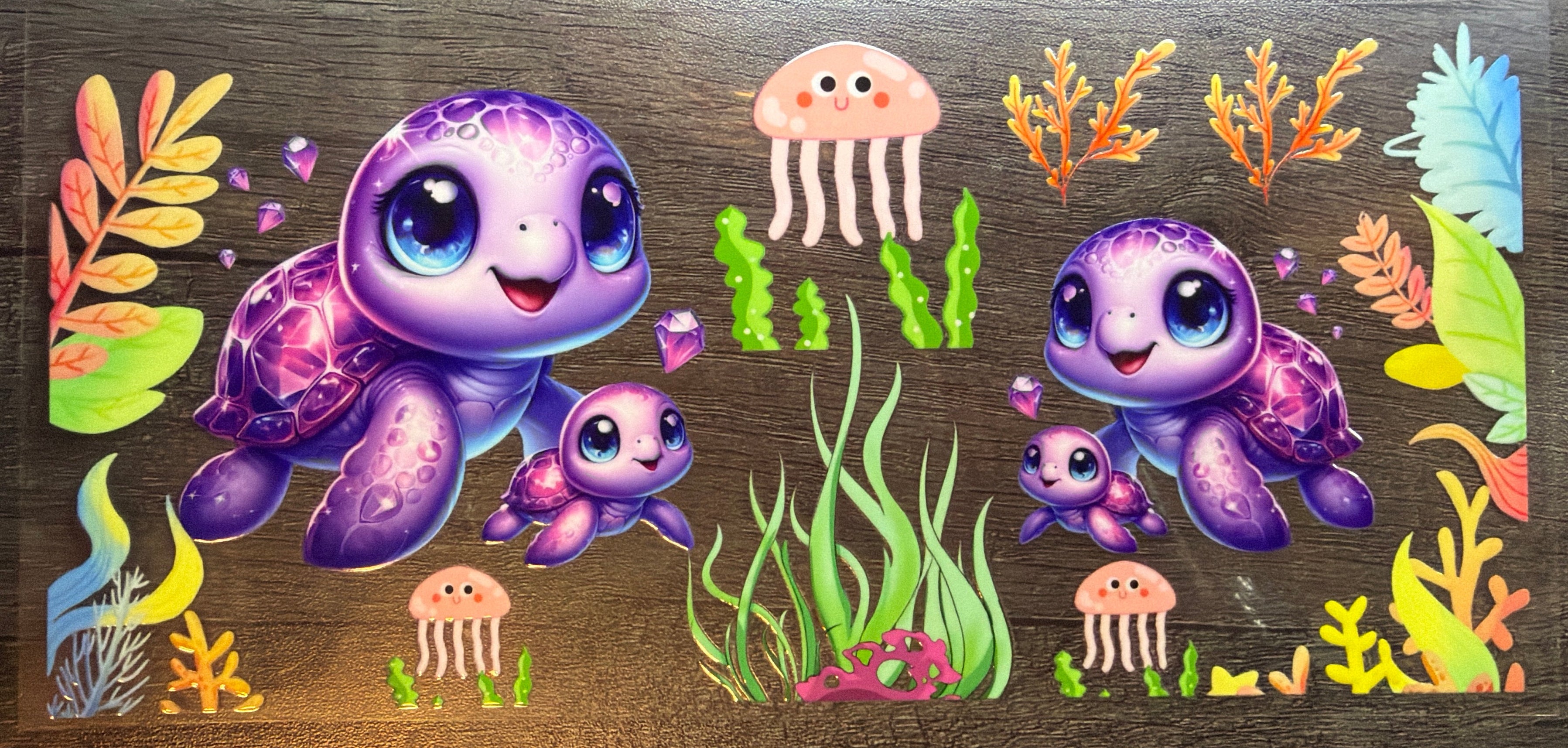 Purple Turtles Ocean UVDTF