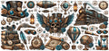 Teal Steampunk Skull UV DTF