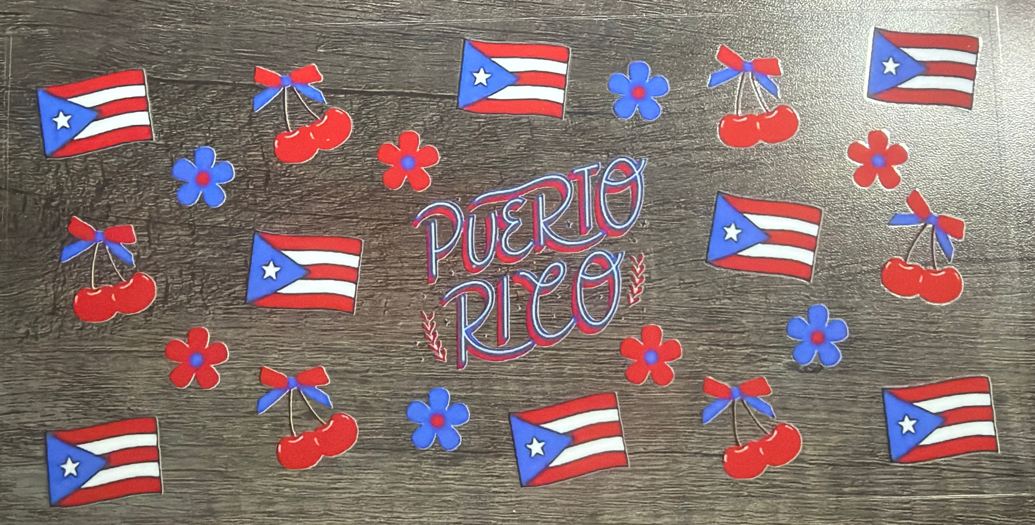 Puerto Rico Flag with Cherries UVDTF