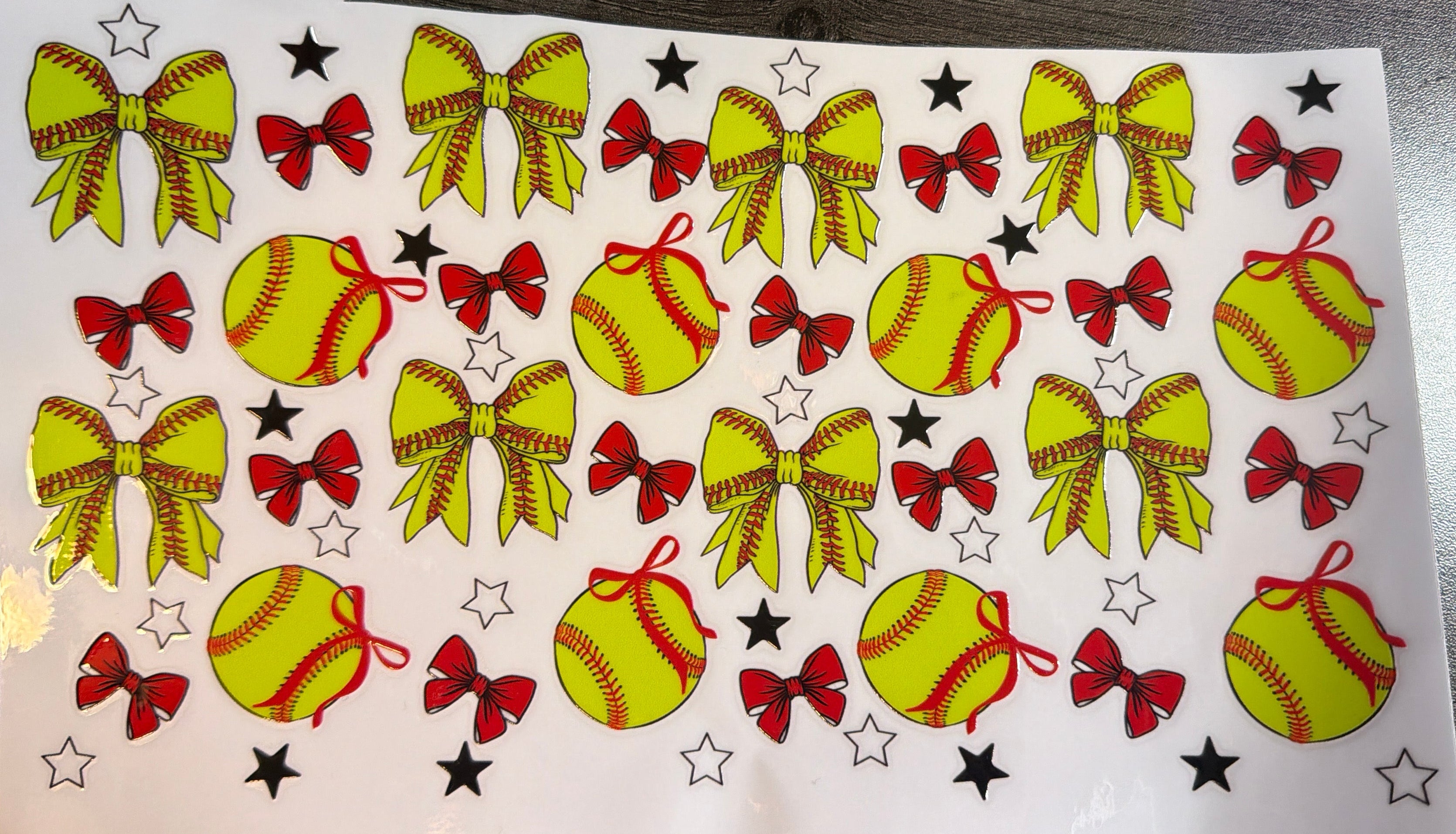 Softballs and Bows Element Sheet UVDTF
