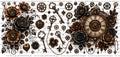 Steampunk Clock Flowers UVDTF
