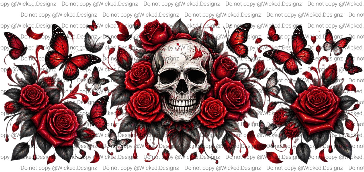 Red Roses and Skull UVDTF
