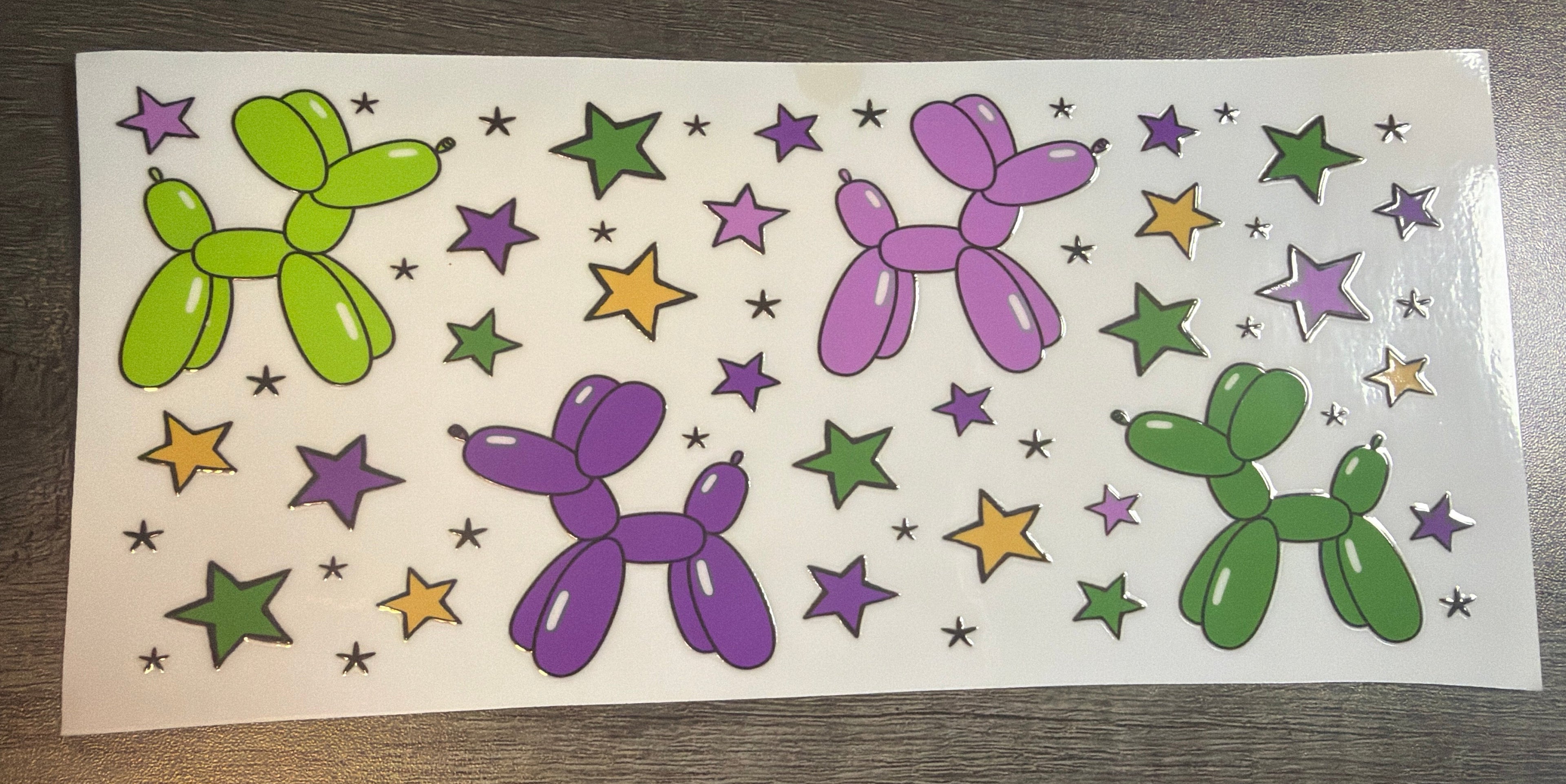 Green Purple Balloon Dogs UVDTF
