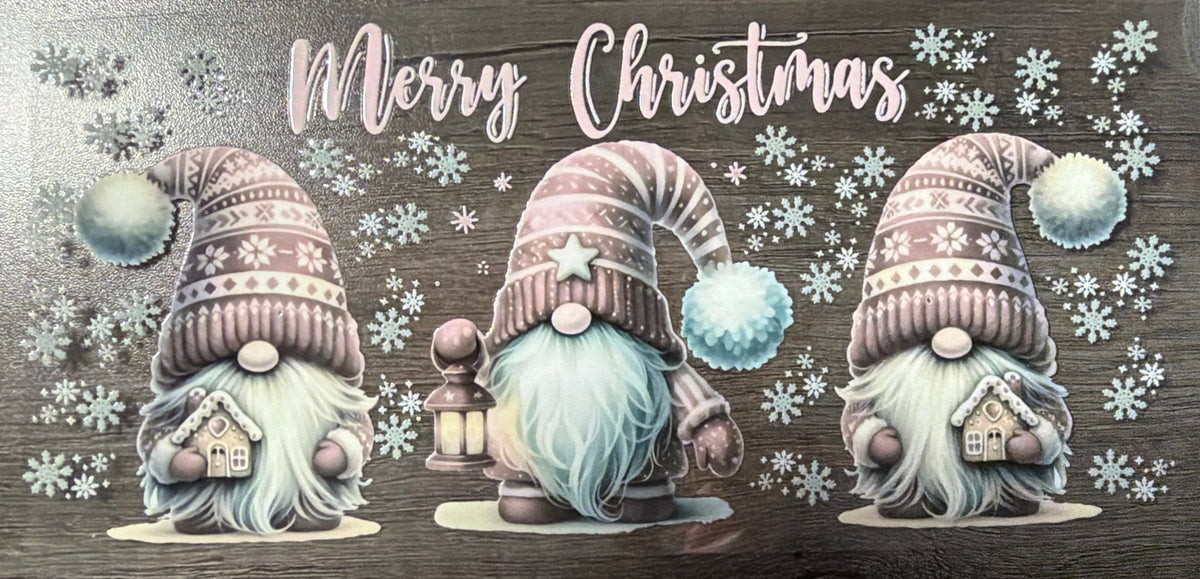 Pink Christmas Gnomes UV DTF