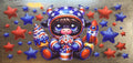 Highland Cow 4th of July Astronaut UVDTF￼