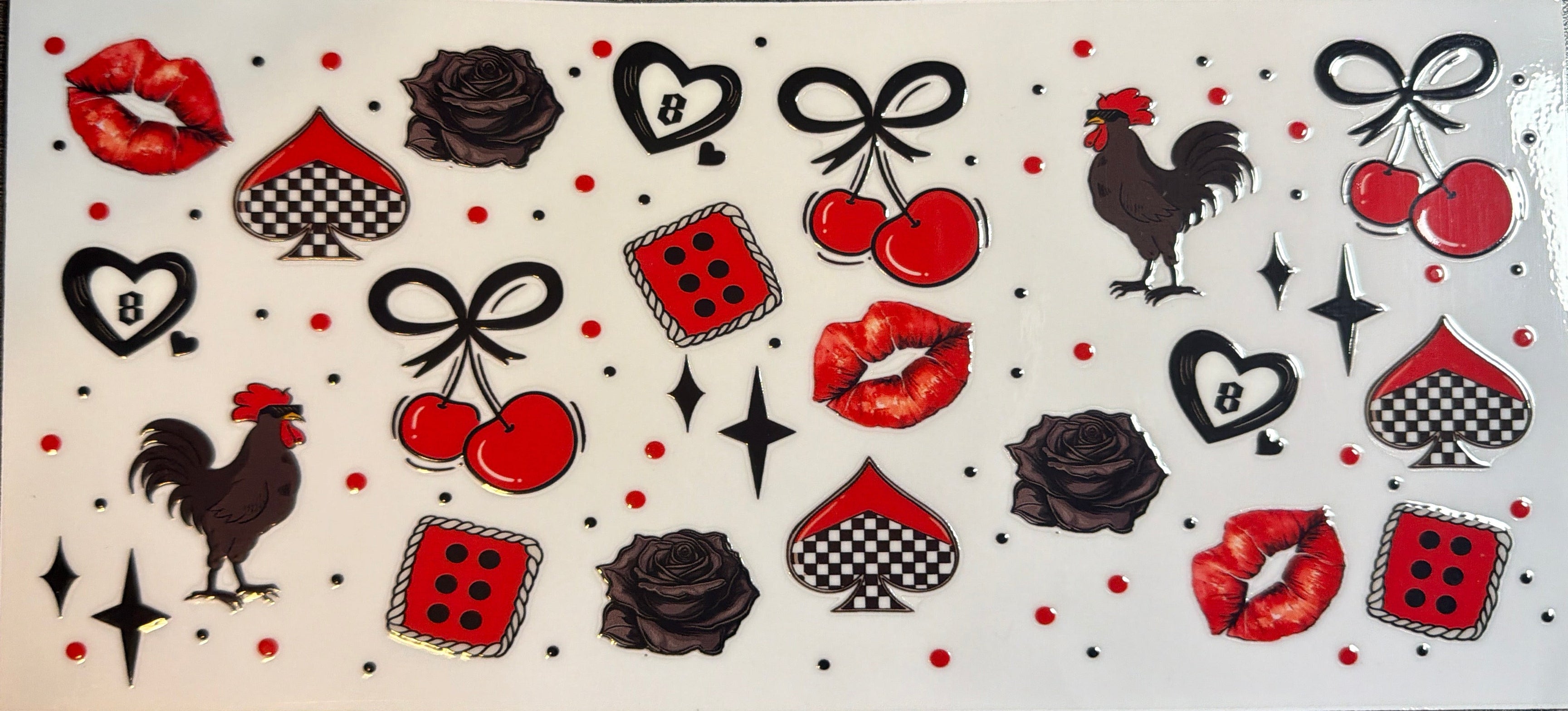 Cherries Lips Roses Element Sheet  UVDTF