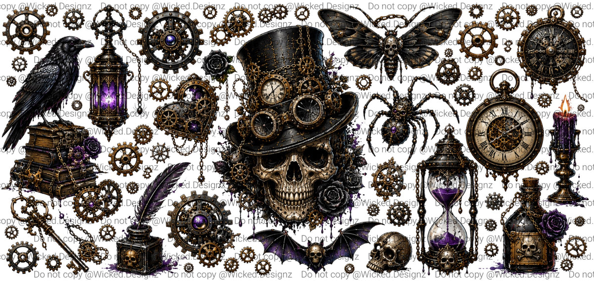 Steampunk Skelton Gothic UVDTF