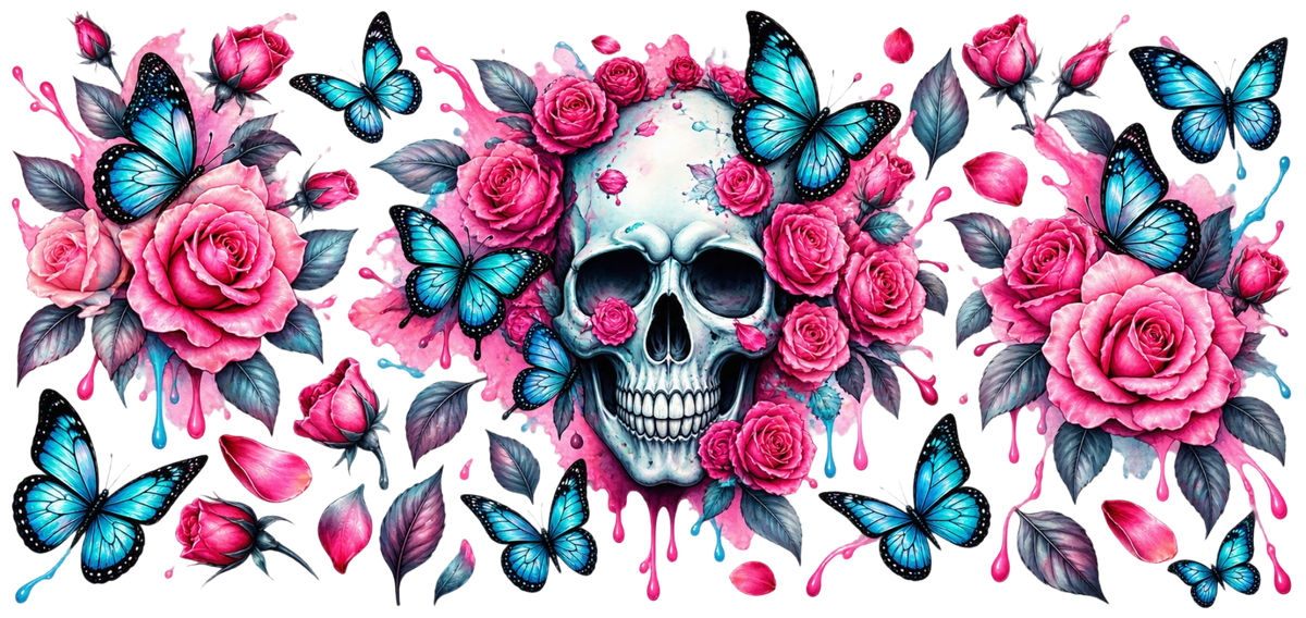 Skull Roses Butterflies UVDTF
