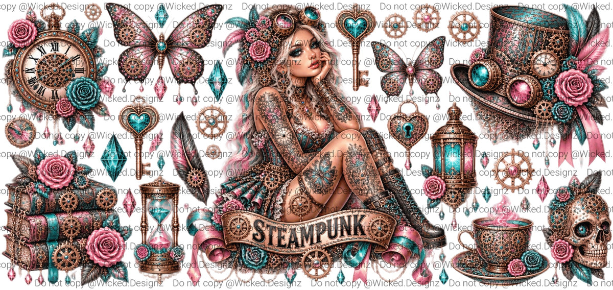 Steampunk Fairy Teal and Pink UVDTF