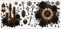 Steampunk Flowers Clock Keys UVDTF