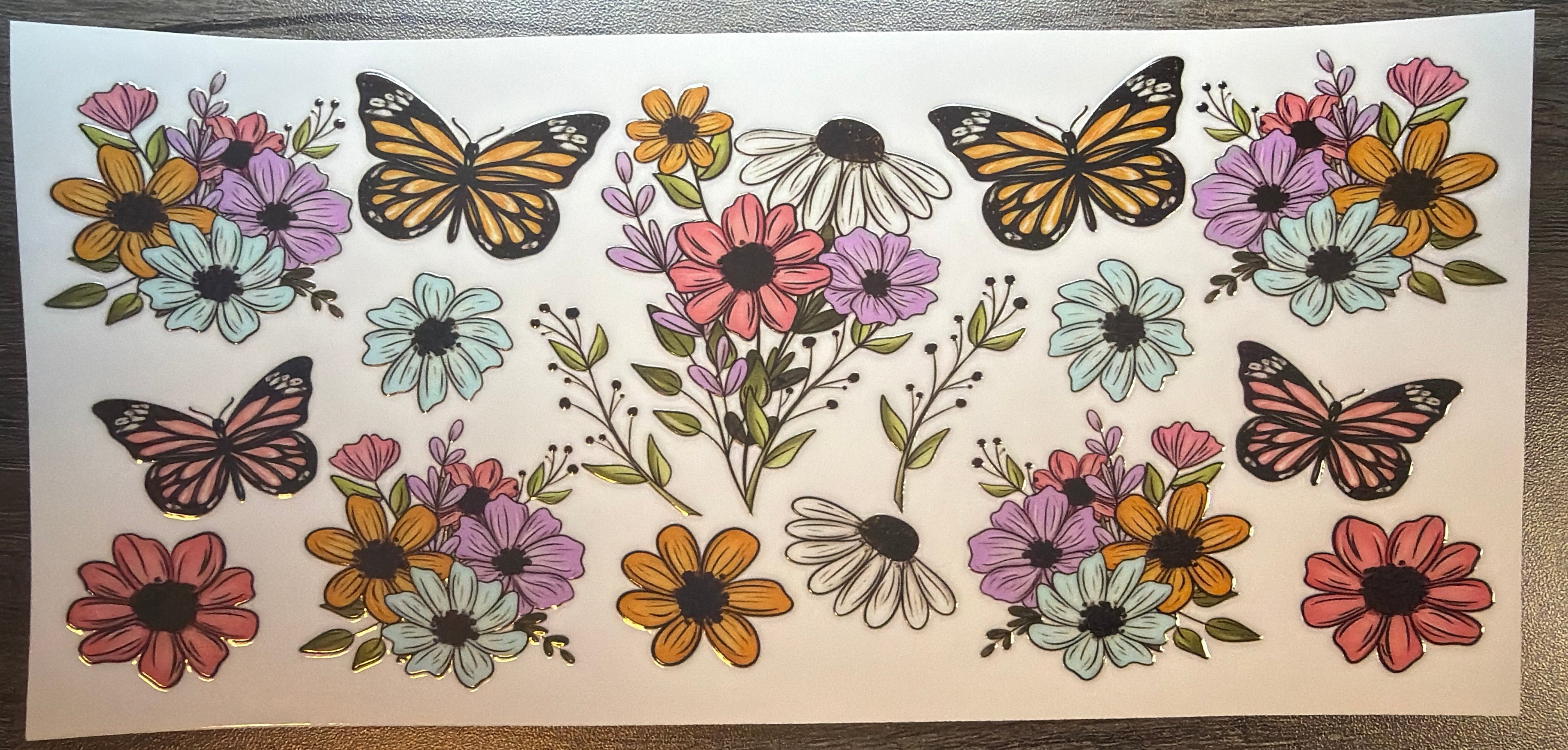 Flowers and Butterflies UVDTF