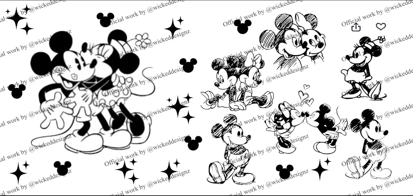 Black and White Mickey and Minnie UVDTF