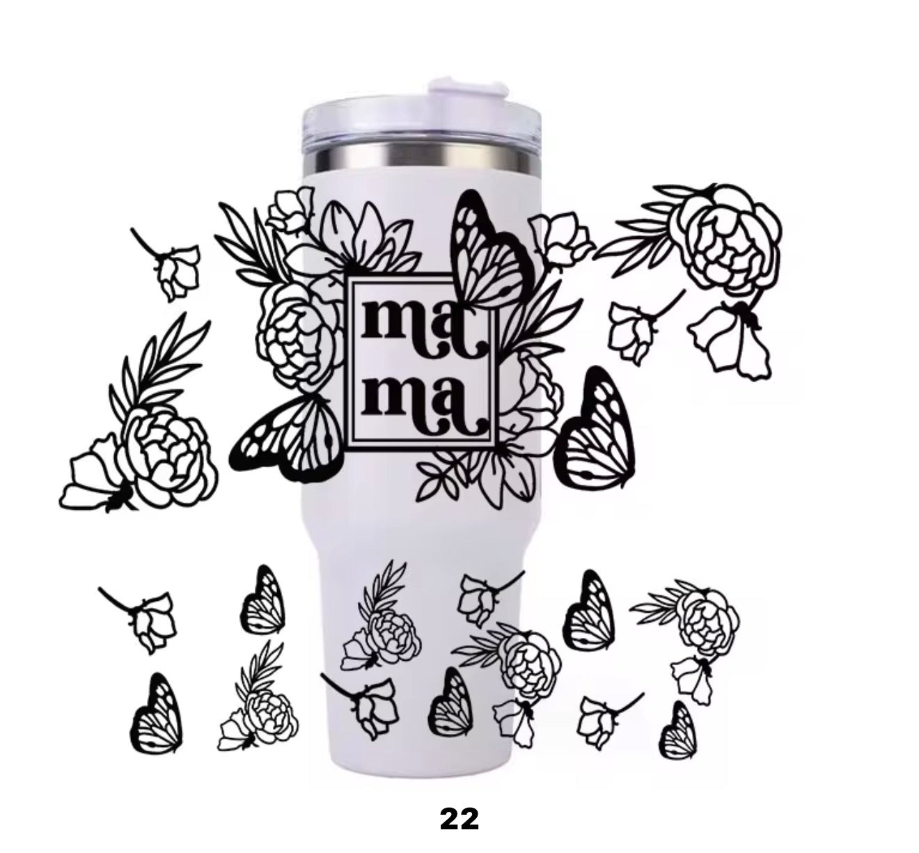 40 oz wrap mama butterflies