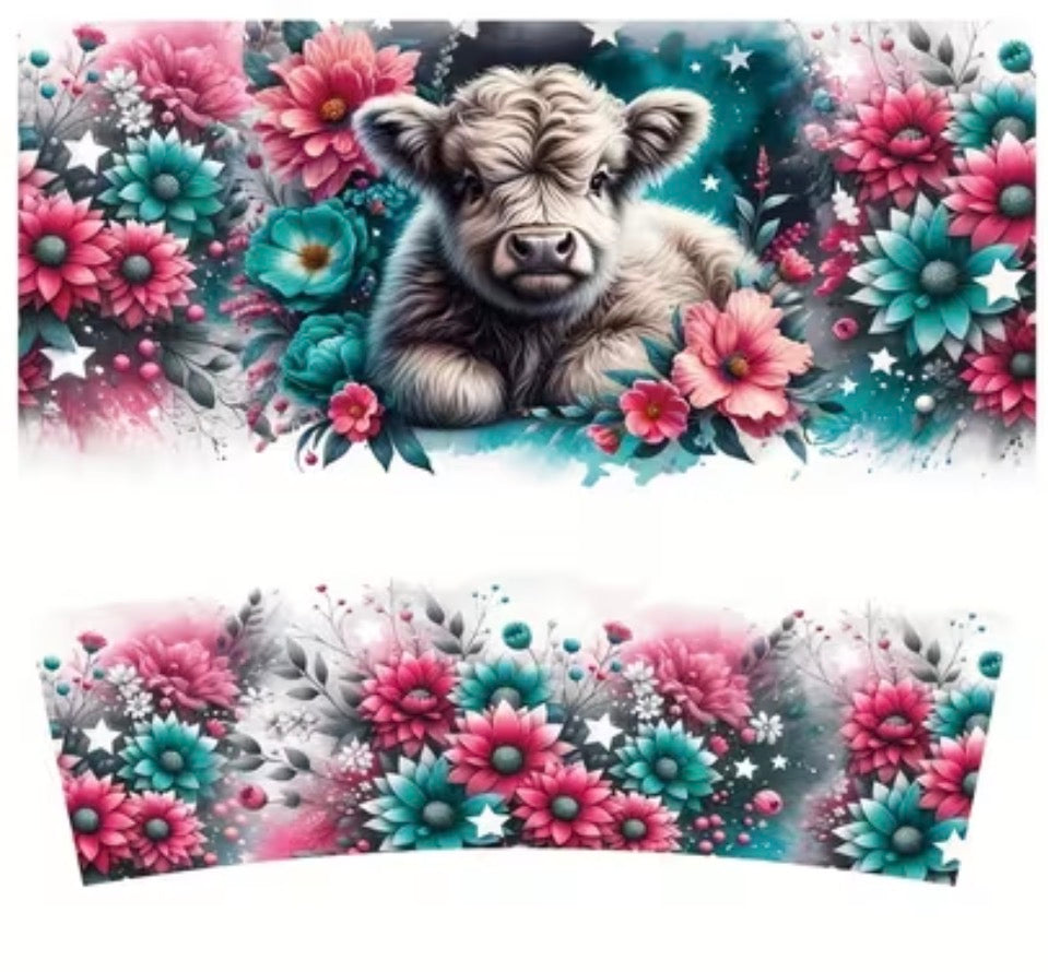 40 oz wrap Cow with flowers
