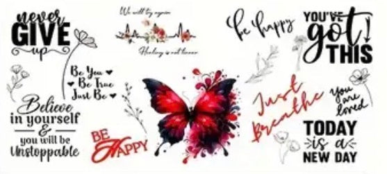 Red butterfly with positive quotes