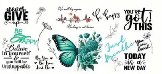 Teal butterfly with positive quotes