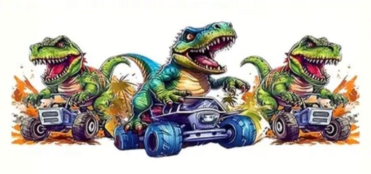 Dinasors on monster trucks
