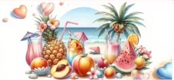 Drinks/fruit on a beach wrap