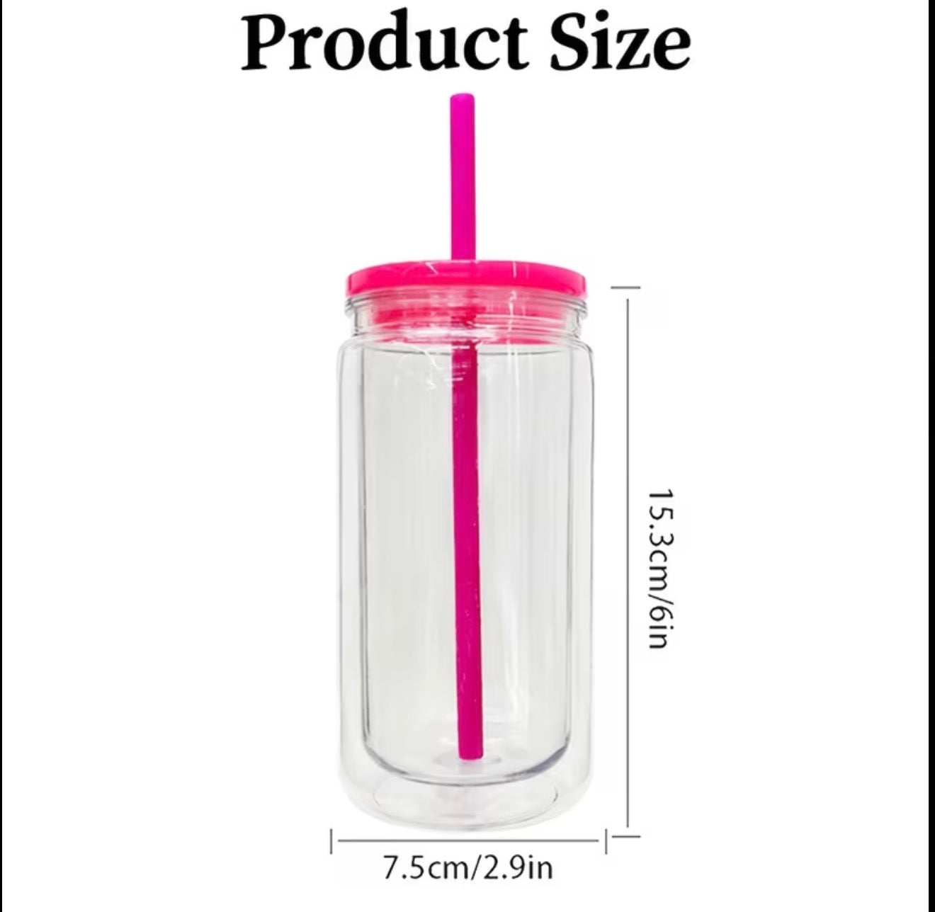 16oz Jelly Lid w/Matching Straw Acrylic Snowglobe Tumbler