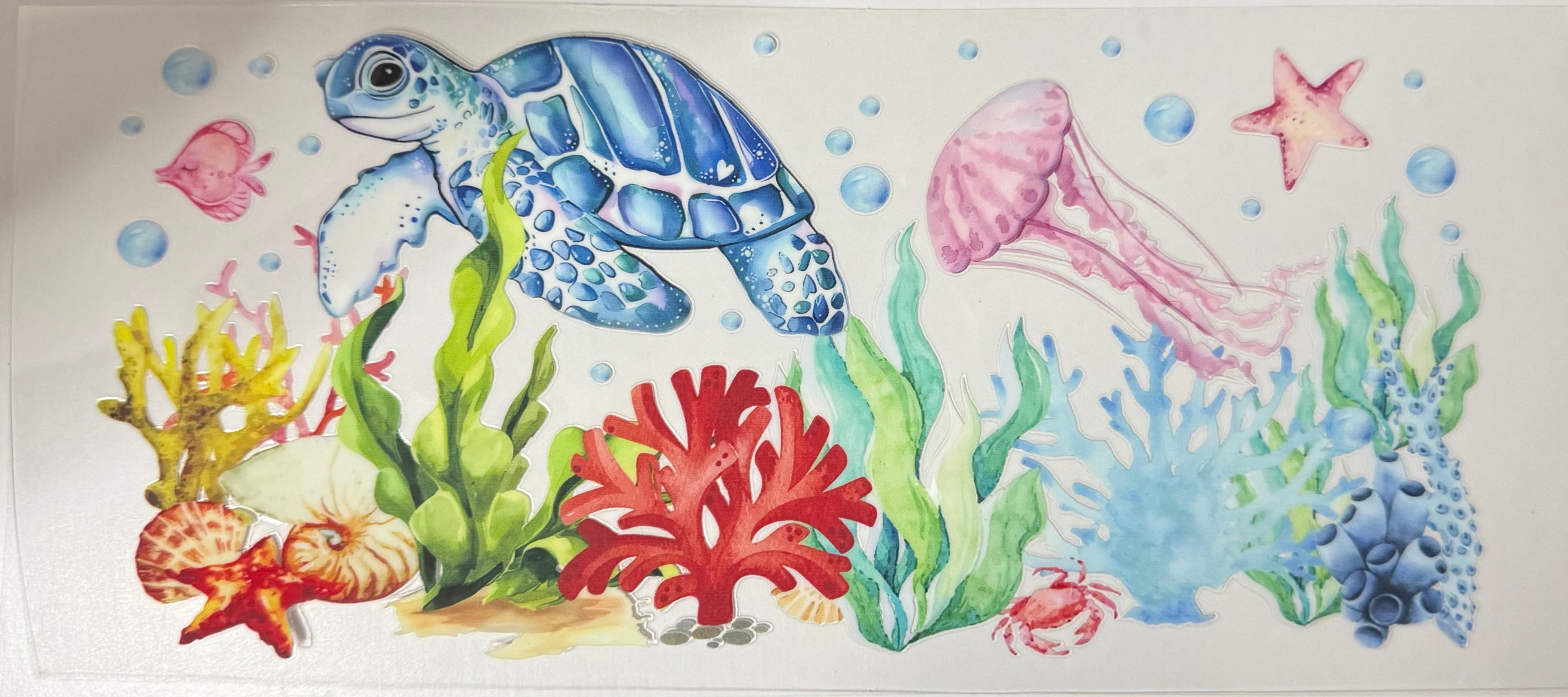 Colorful Sea Turtle UVDTF wrap