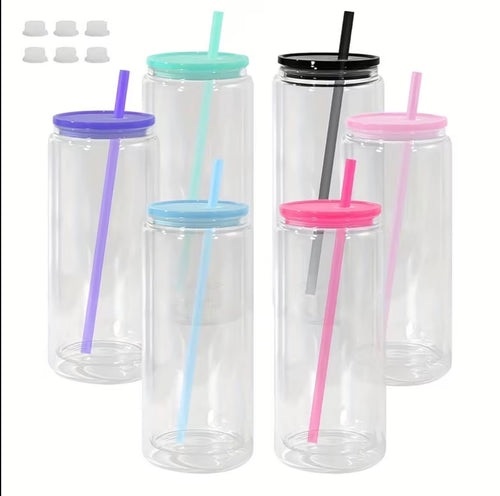 20oz Jelly lid w/Matching straw Acrylic Snowglobe Tumbler