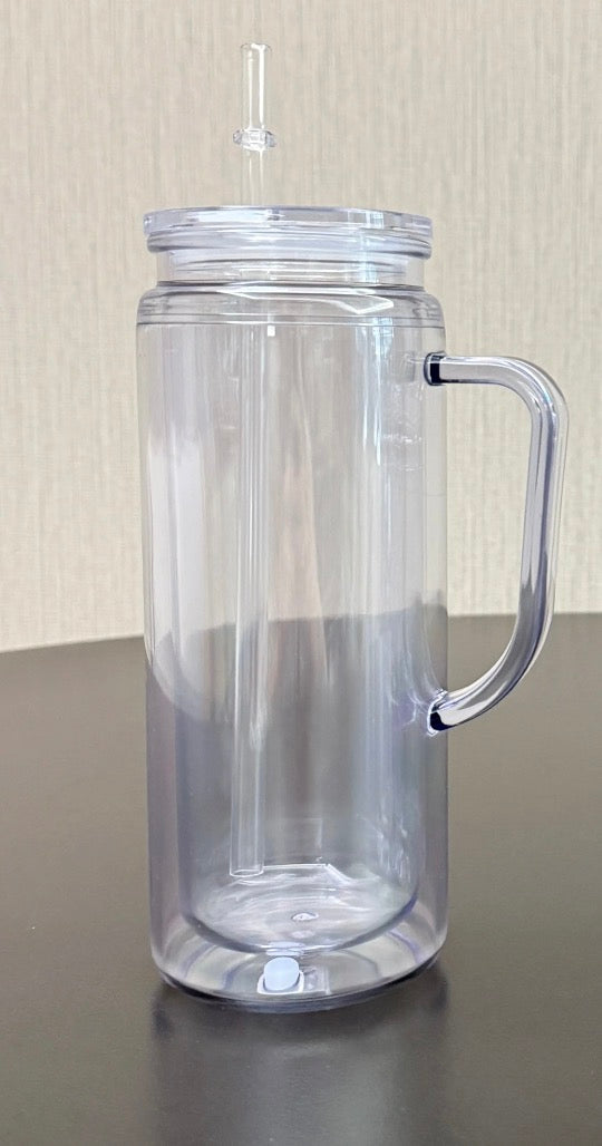 20oz Acrylic Snowglobe Tumbler With Handle