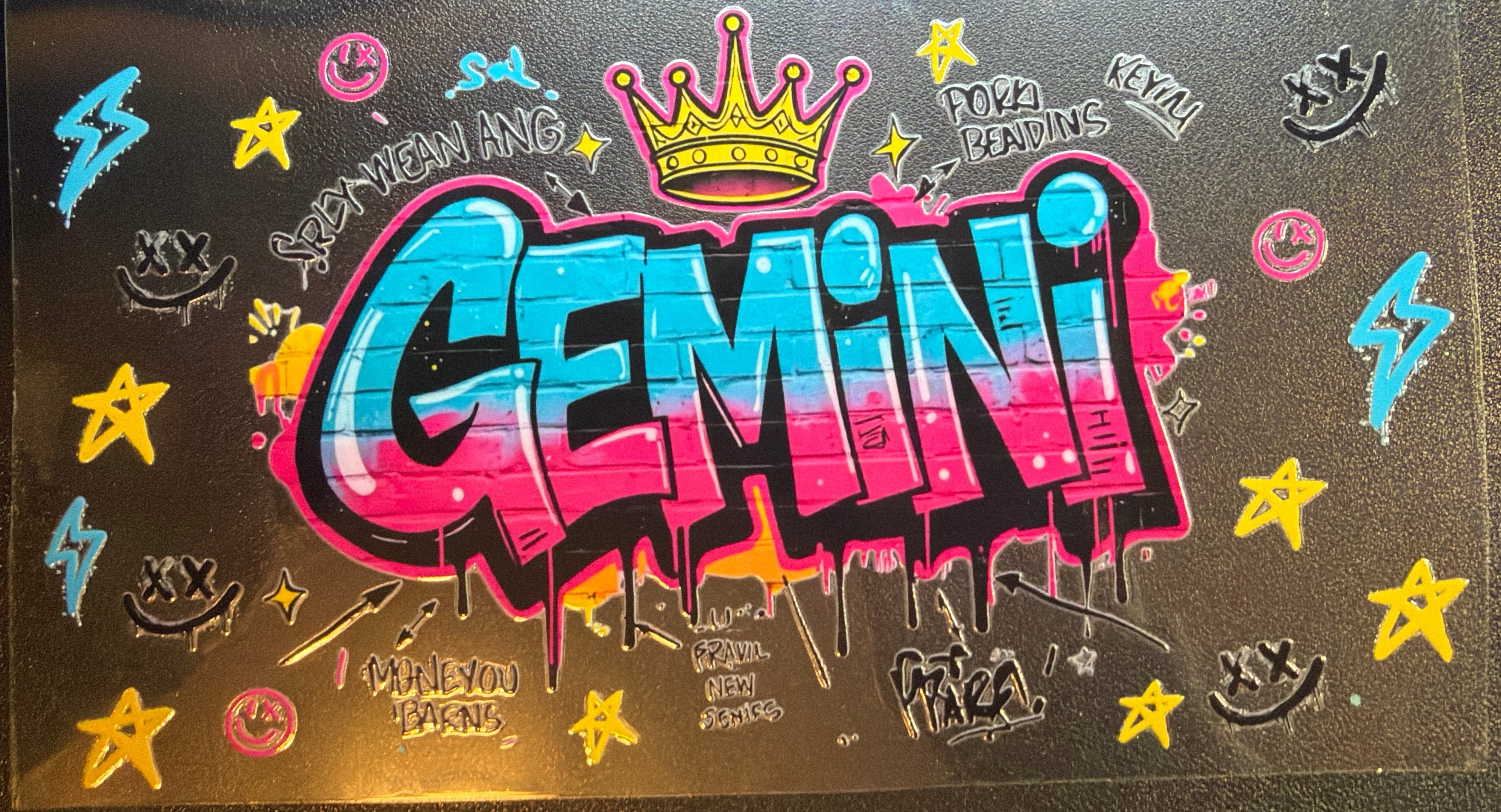 Gemini graffiti brick zodiac UVDTF