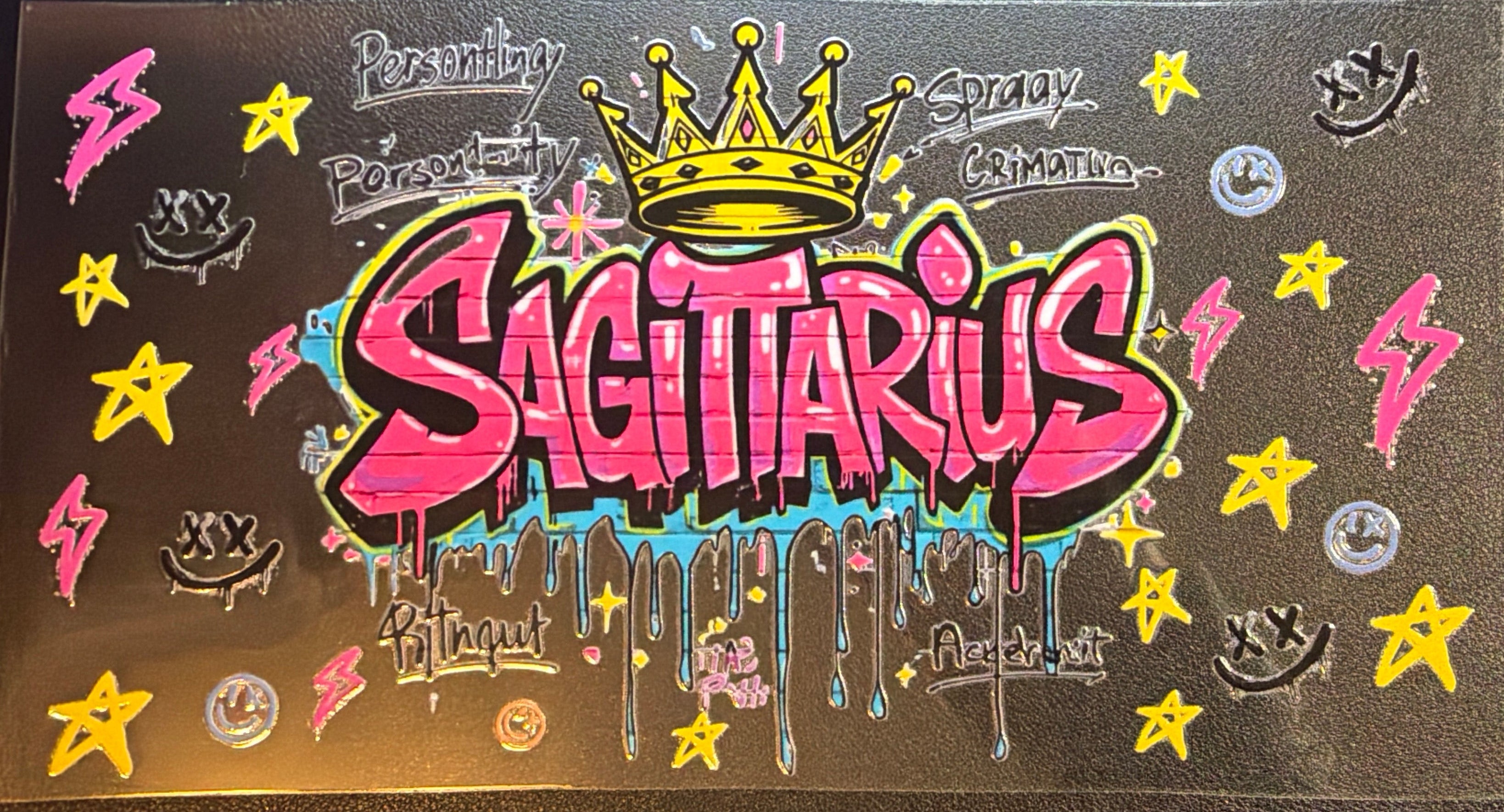 Sagittarius graffiti brick zodiac UVDTF
