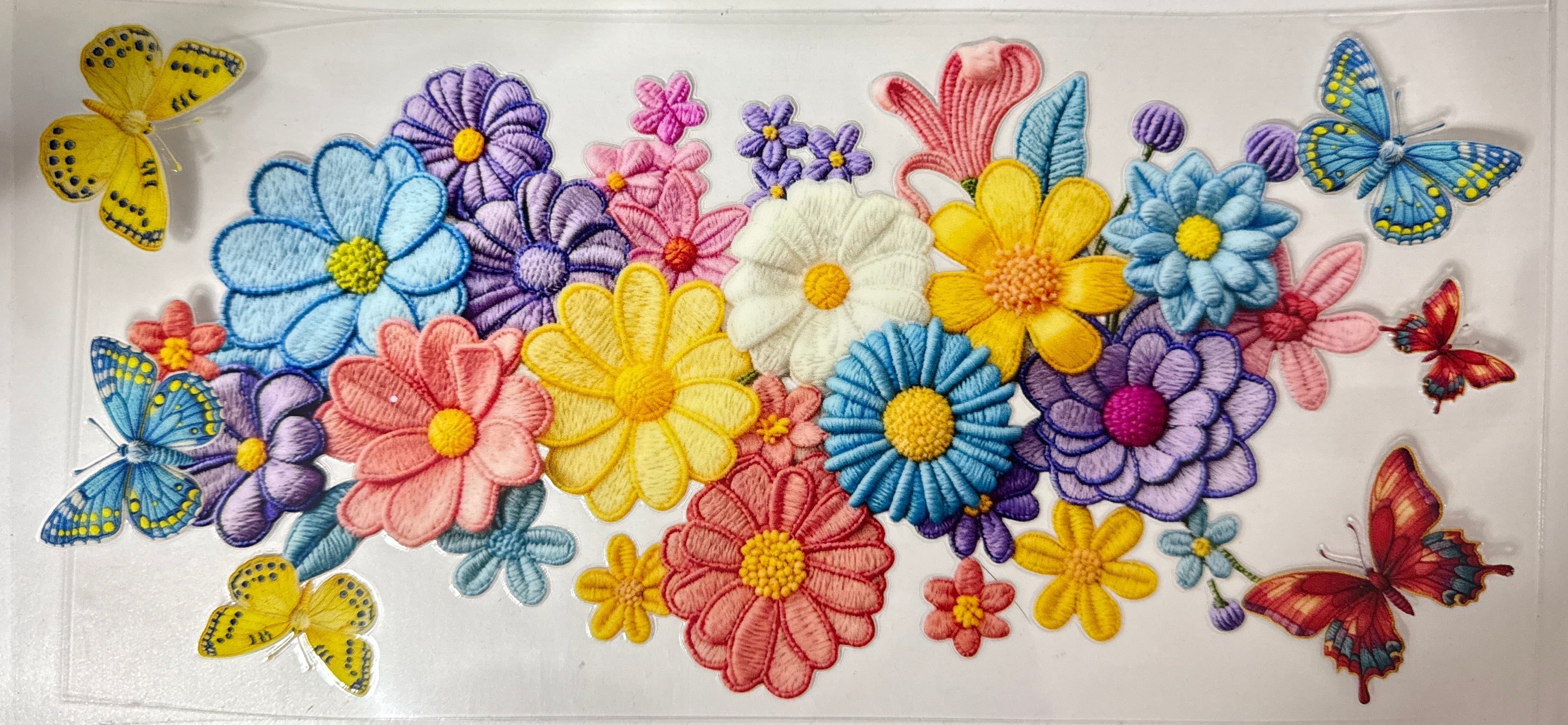 Flowers and Butterflies (Embroidered)
