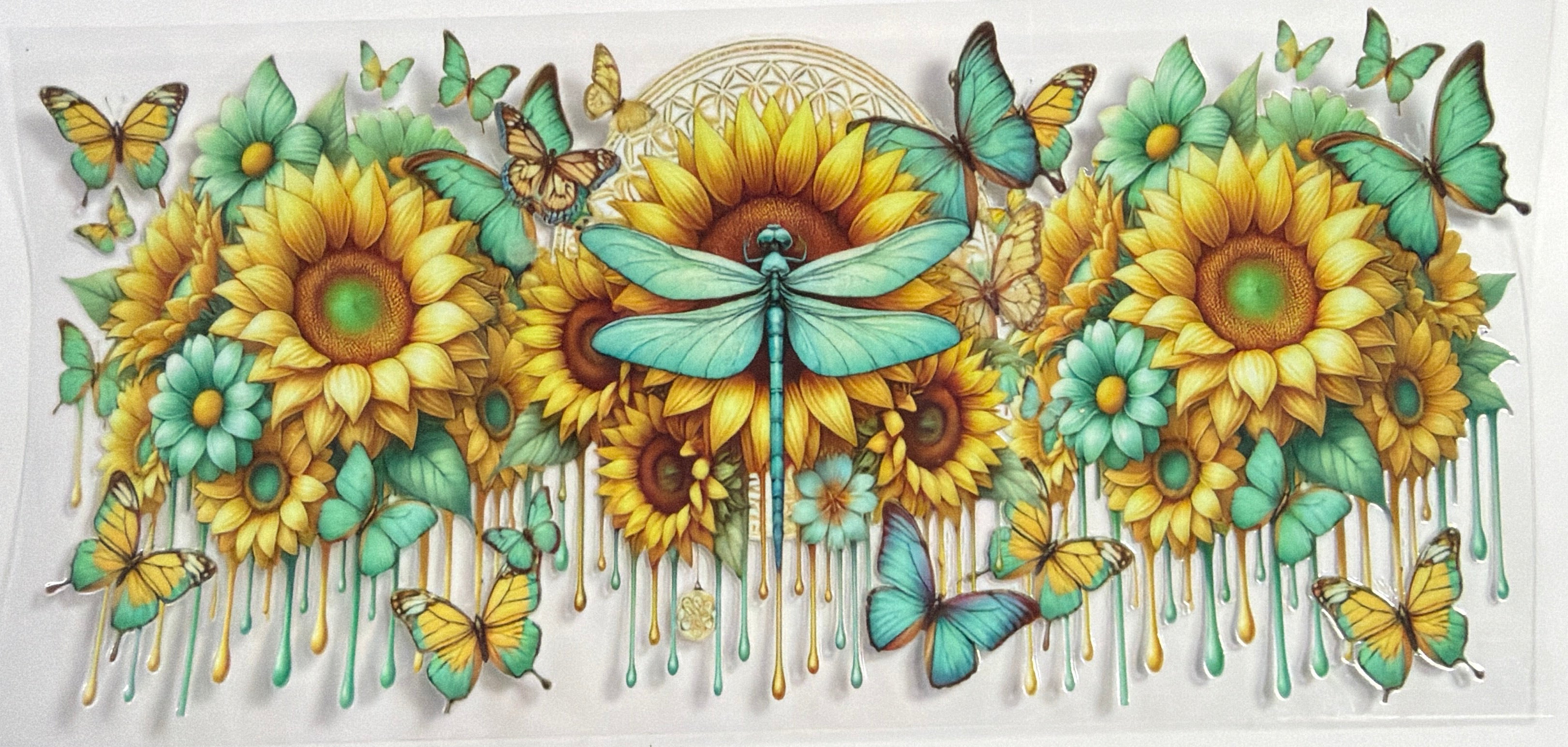 Sunflowers And Dragonfly