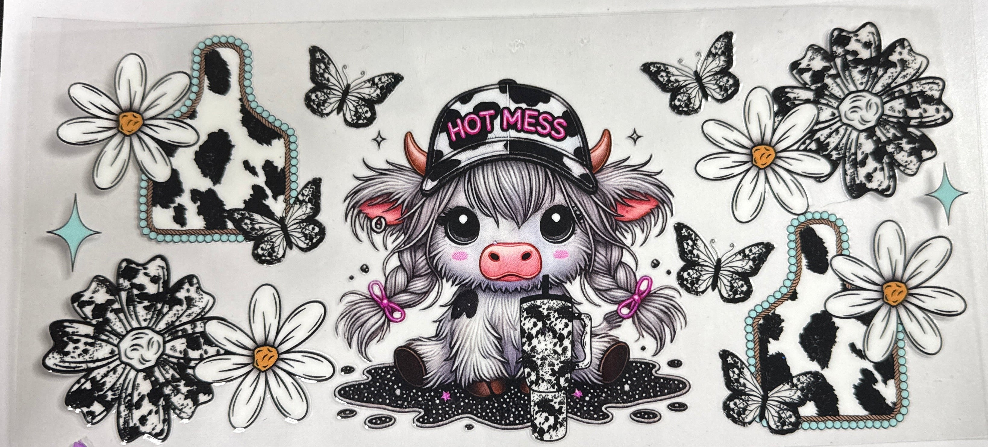 Hot Mess Highland Cow UVDTF