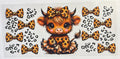 Cheetah Highland cow with bows UVDTF