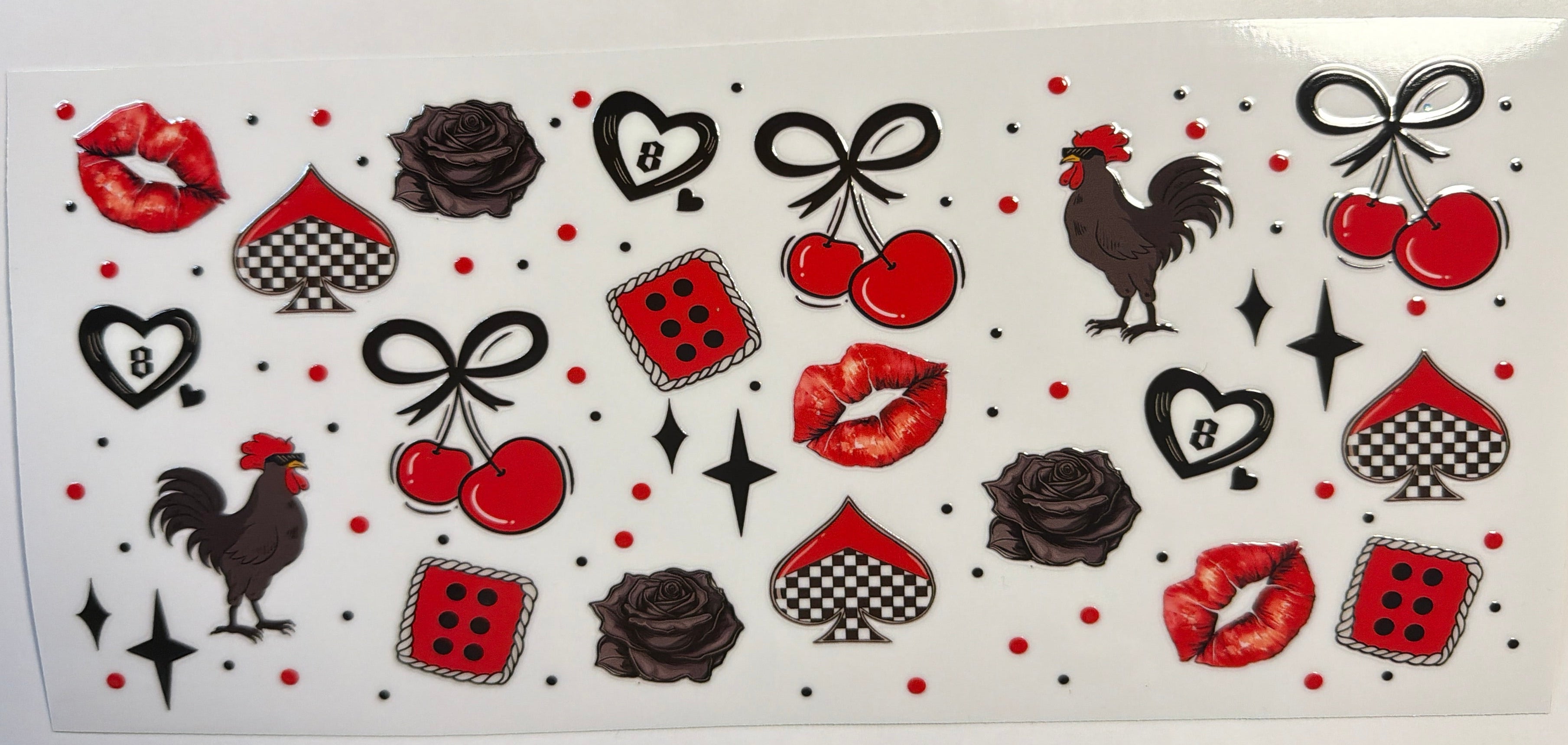 Cherries Roses Lips rooster UVDTF