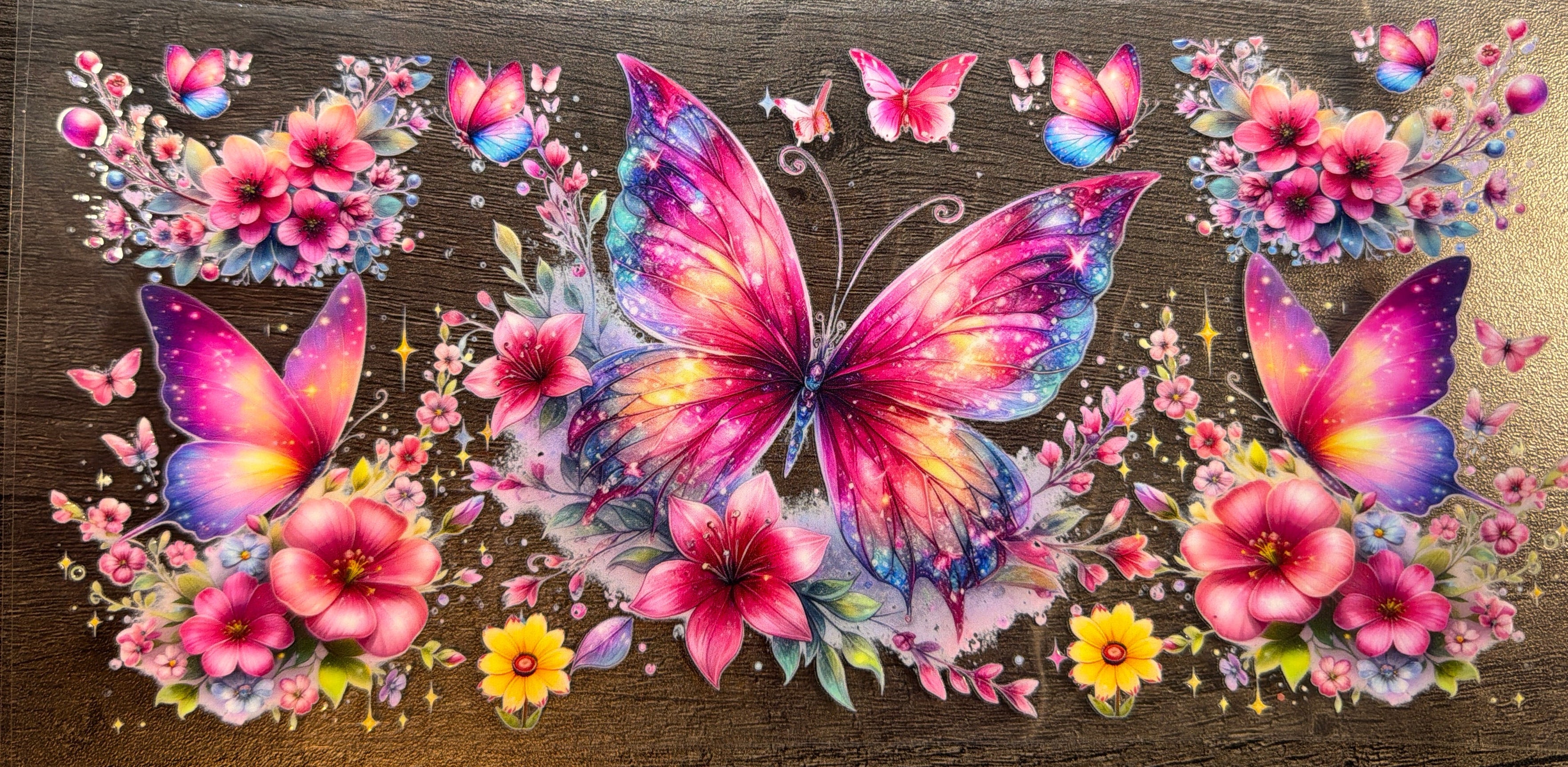 Butterflies w/flowers UVDTF