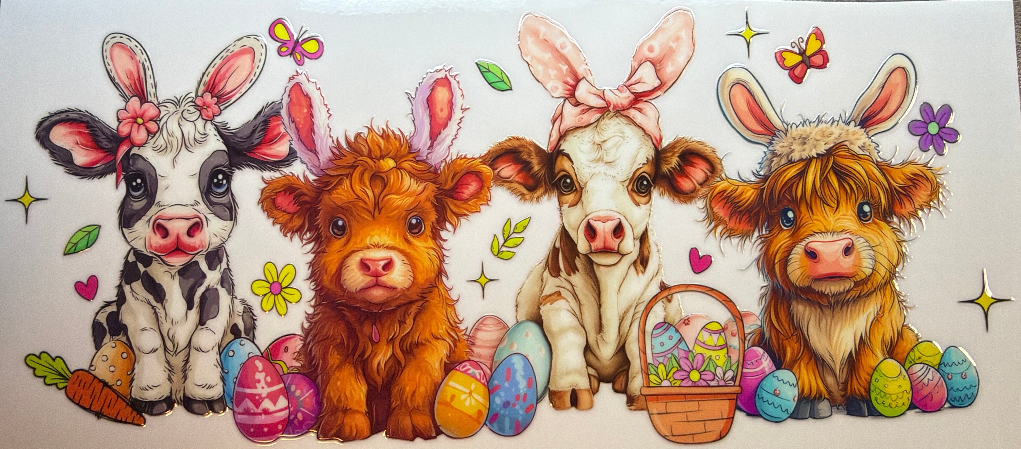 Easter Highland Cows UVDTF