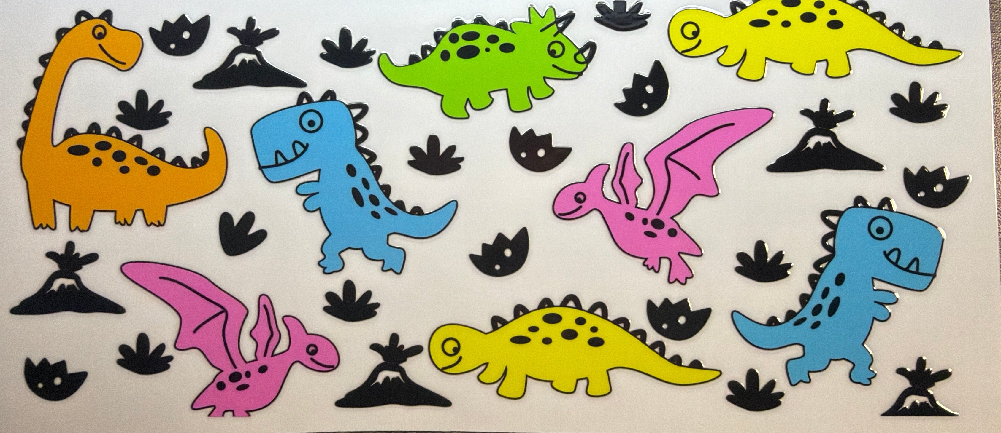 Colorful dinosaurs UVDTF