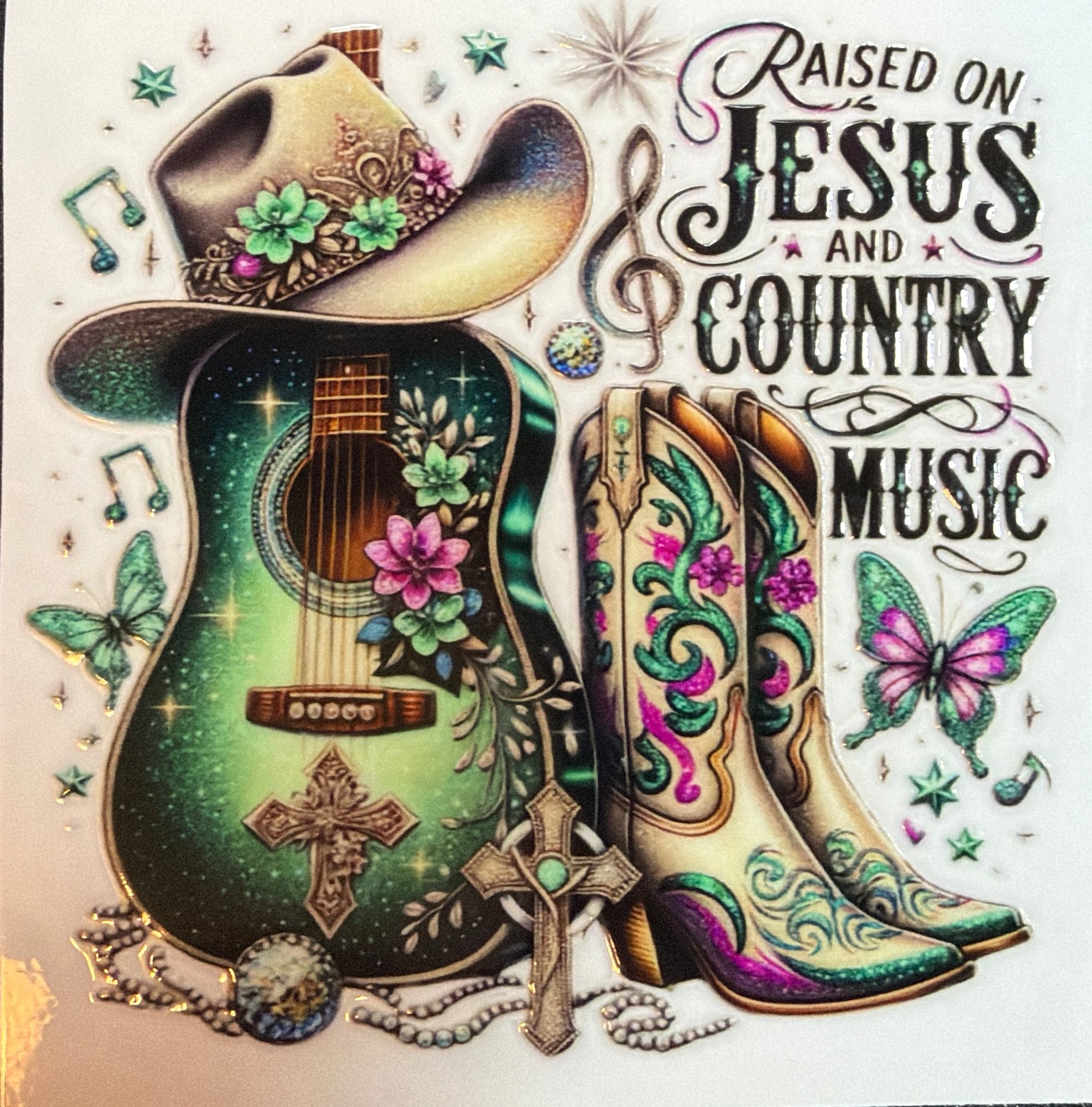 Raised On Jesus And Country Music Decal