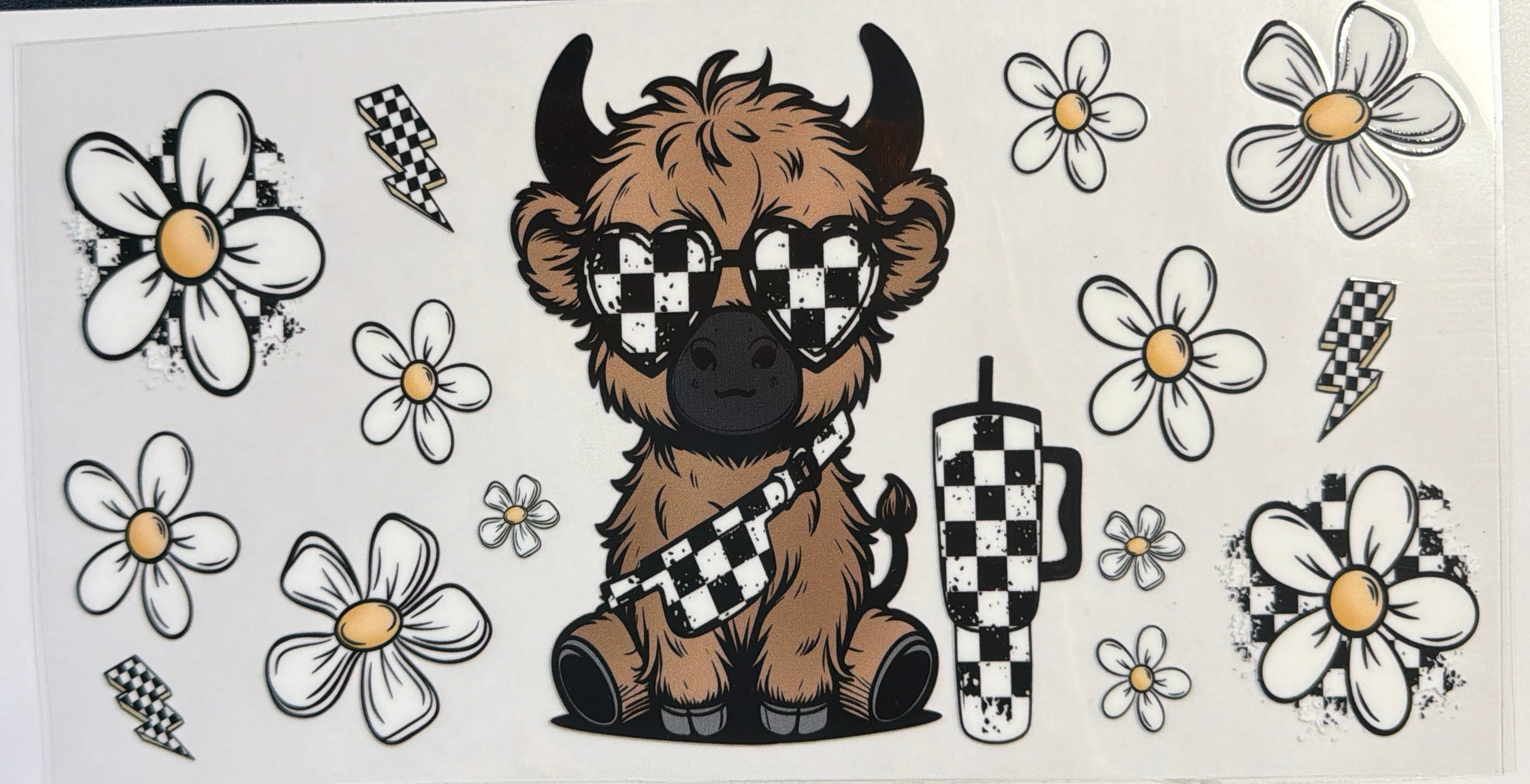Highland Cow with Sunglasses UVDTF