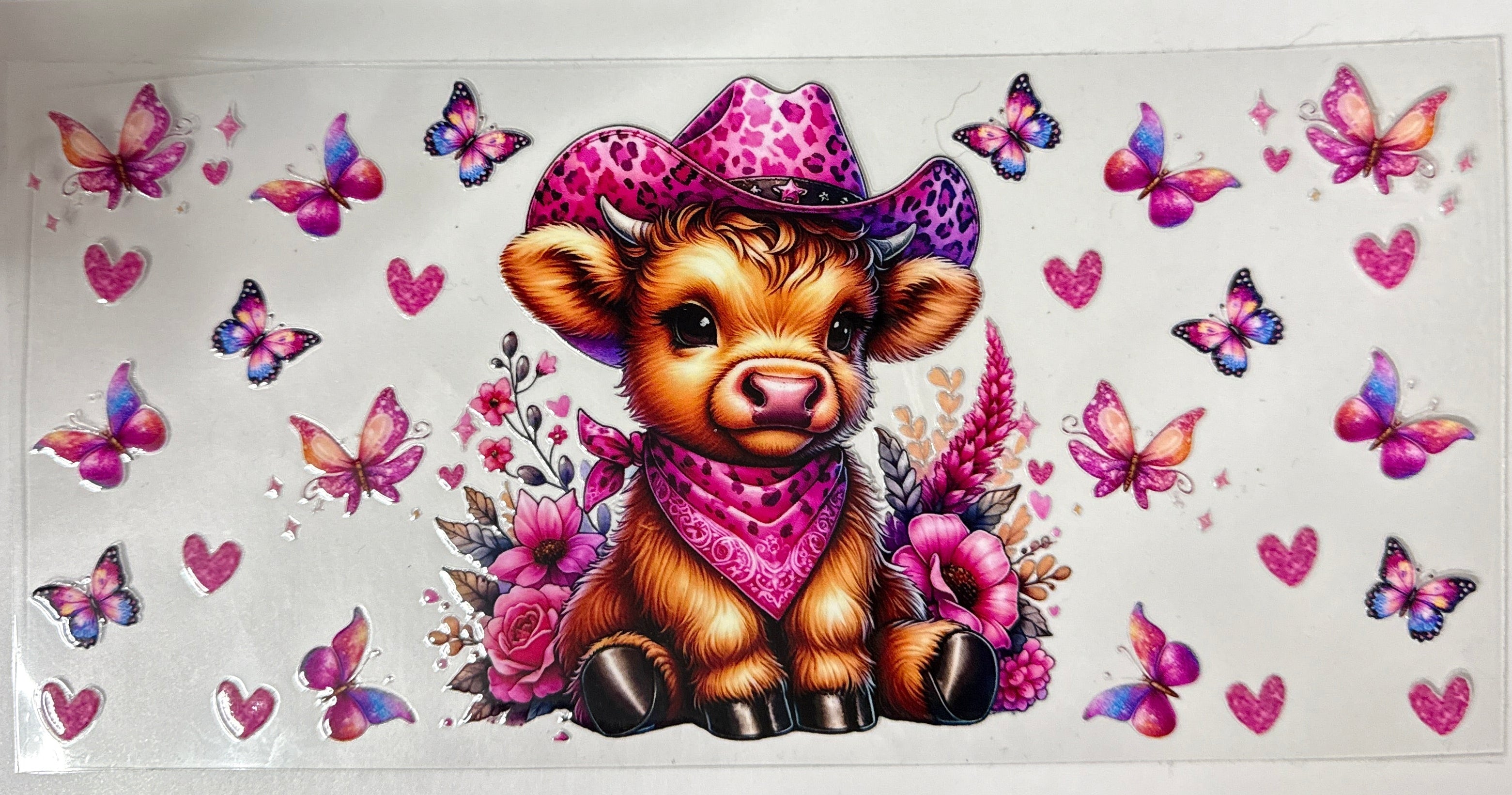 Highland Cow with Butterflies