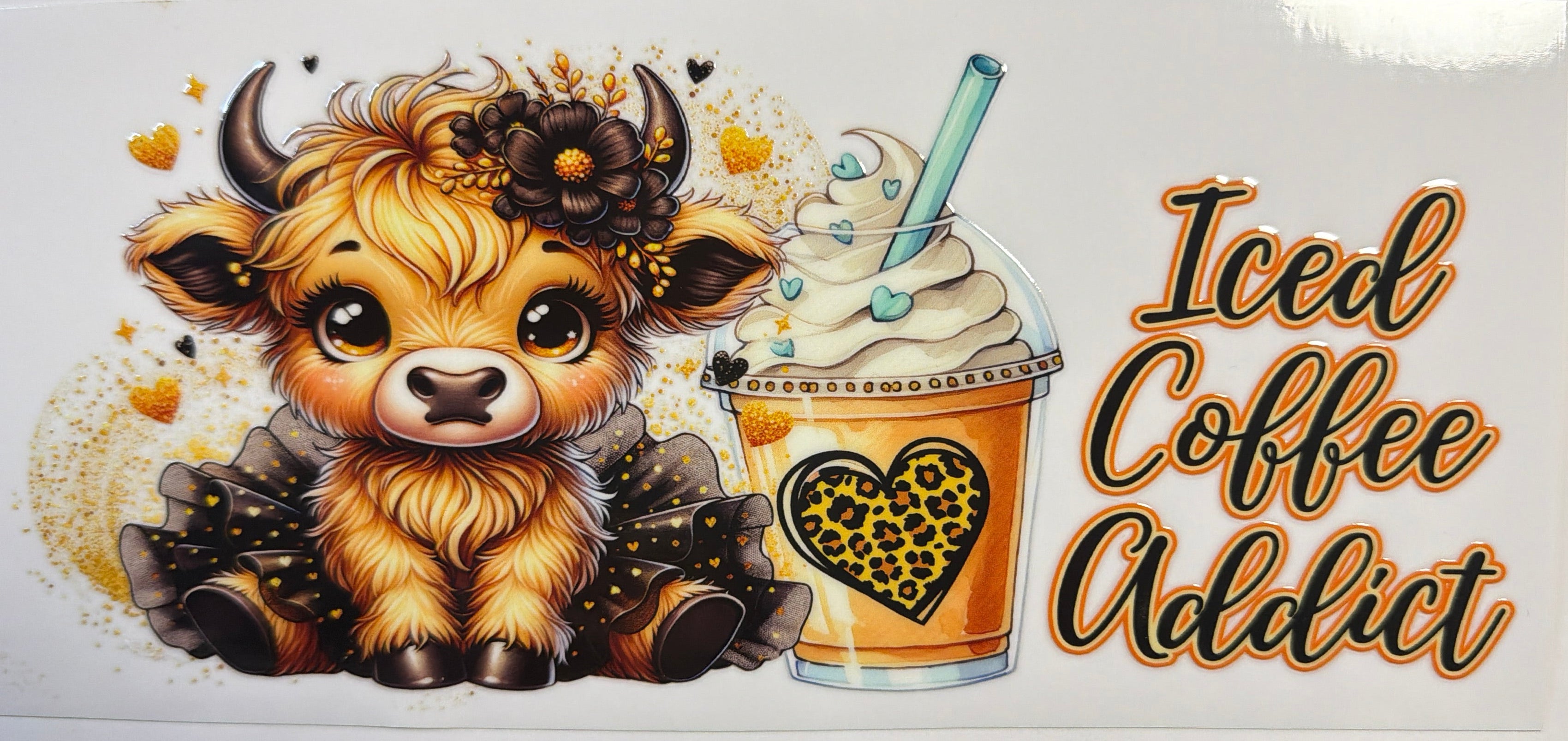 Highland Cow Iced Coffee Addict UVDTF