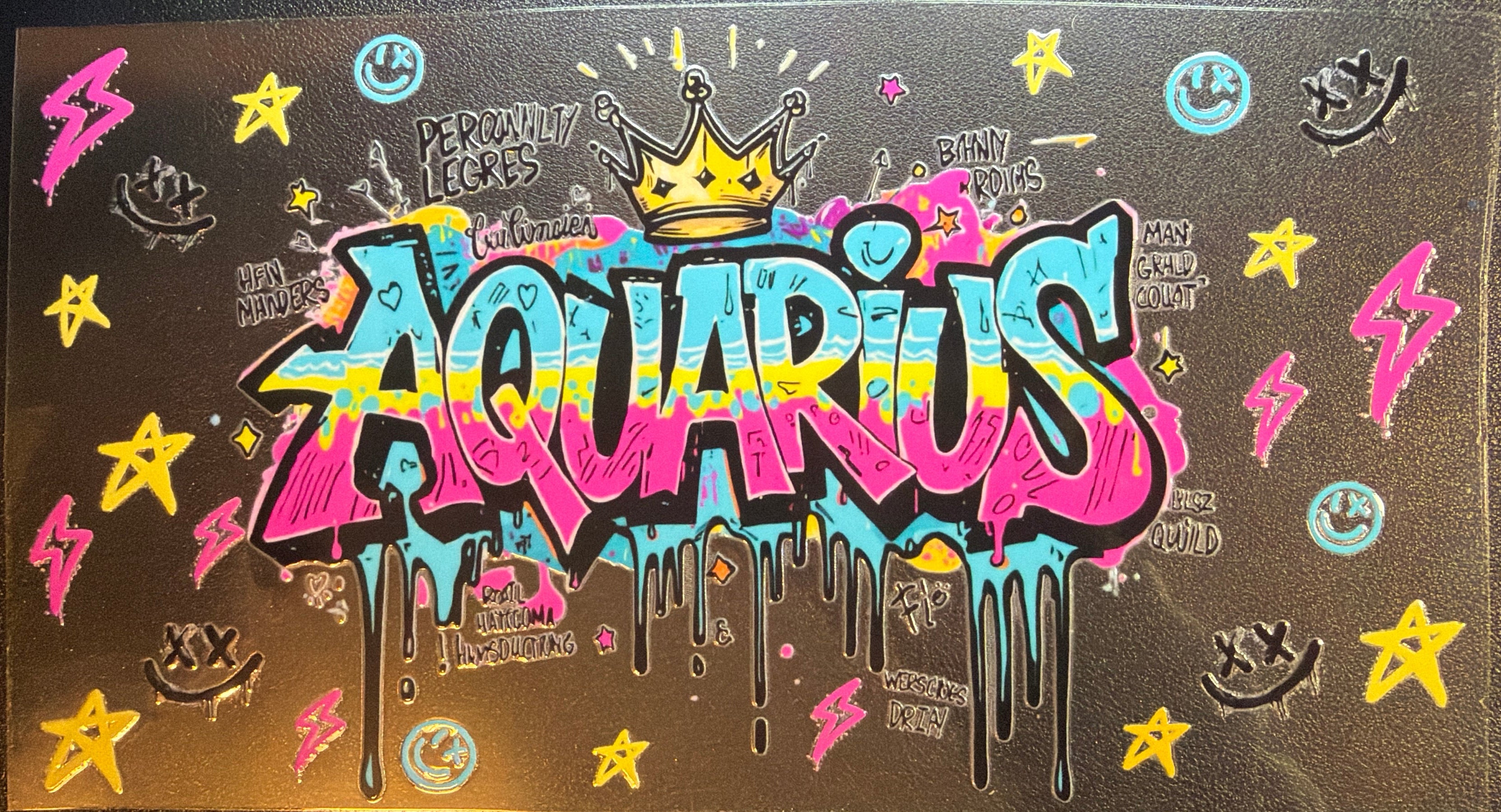 Aquarius graffiti brick zodiac UVDTF