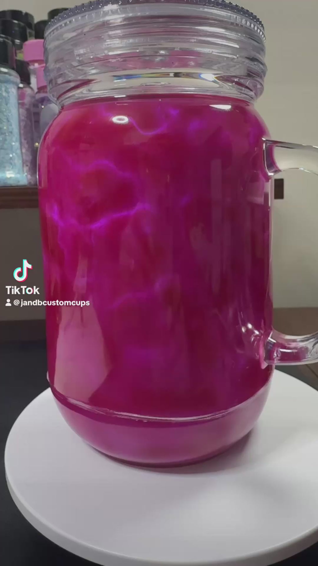 20oz Mason Jar Cateye Hot Pink