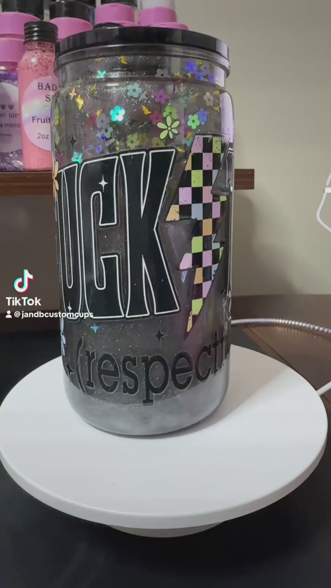 16oz Custom Cateye Chrome Waterfall Snow globe Tumbler