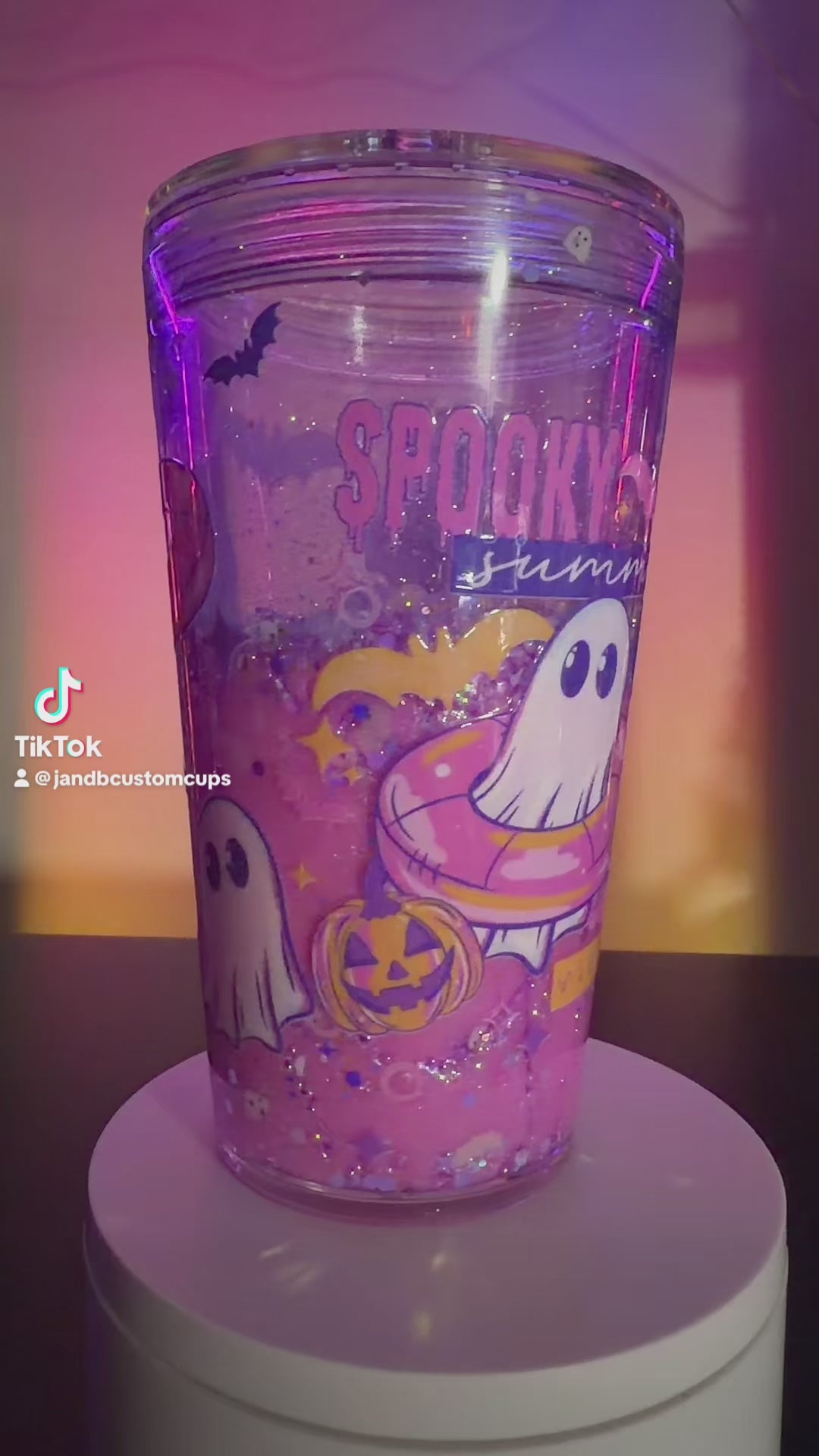 16oz Dual Lava Summerween Glow in the Dark Snowglobe Tumbler