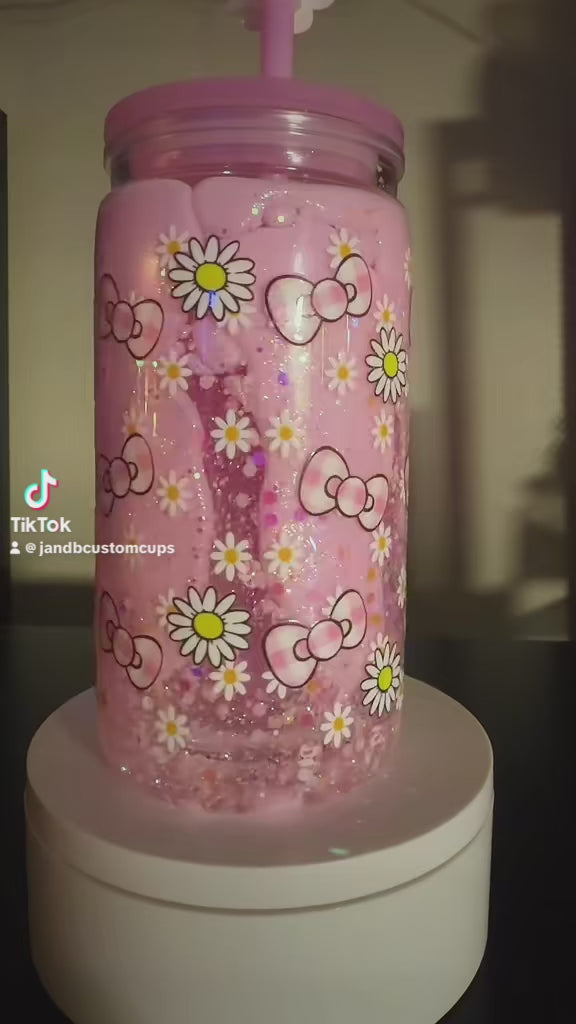 Pink 16oz Hello Kitty Snowglobe Tumbler
